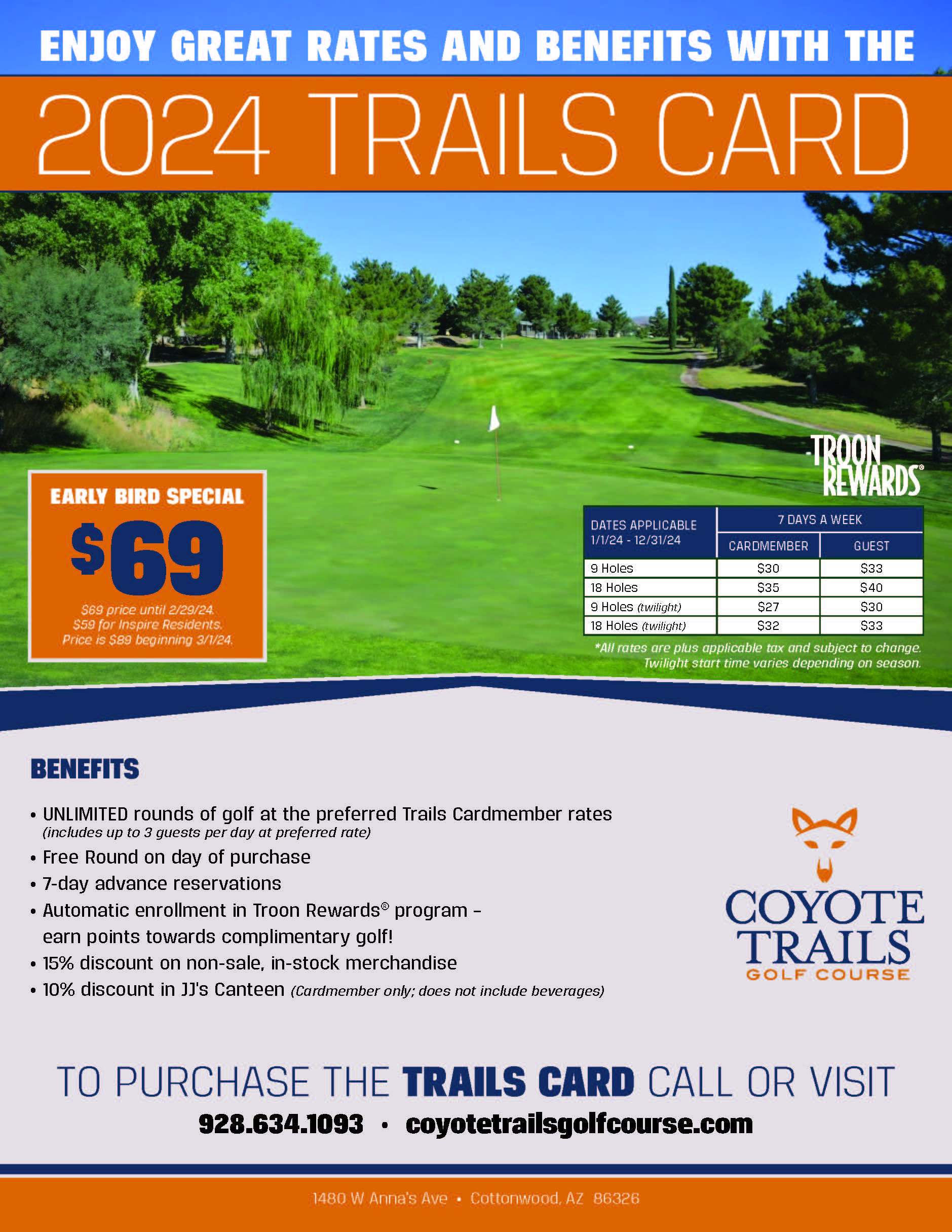 Course Rate Card Trails Card - Coyote Trails Golf Course